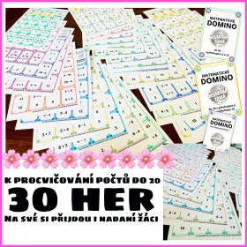 30 sad matematického domina do 20 bez přechodu 10.