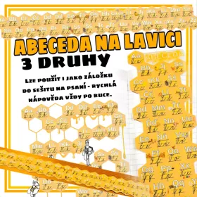 Abeceda na lavici s motivem včel.