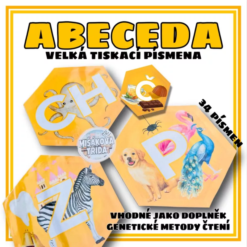 Abeceda tiskací písmo s motivem včel. Mišákova třída