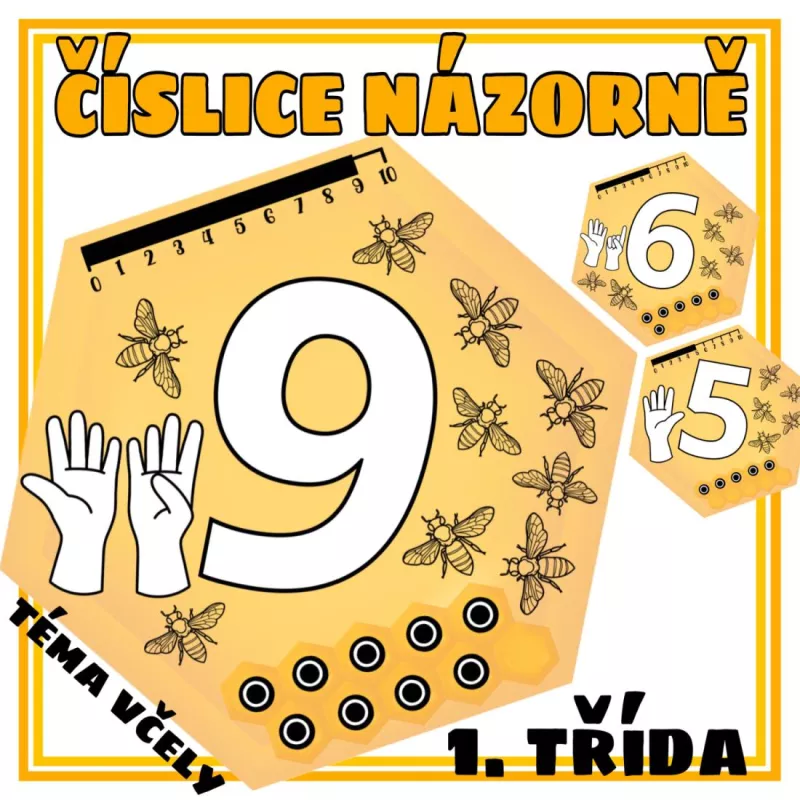 Číslice od 1 do 10 s motivem včel. Mišákova třída