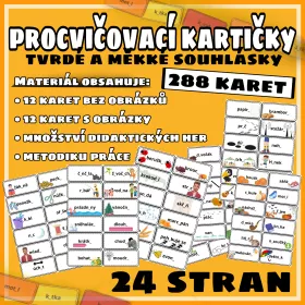 Karty vhodné k procvičování měkkých a tvrdých souhlásek.