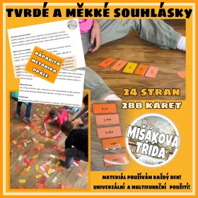 Karty vhodné k procvičování měkkých a tvrdých souhlásek. Mišákova třída