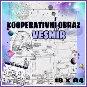 Kooperativní obraz pro žáky s tématikou vesmíru.