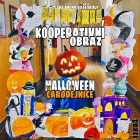 Kooperativní obraz s tématikou Halloweenu.