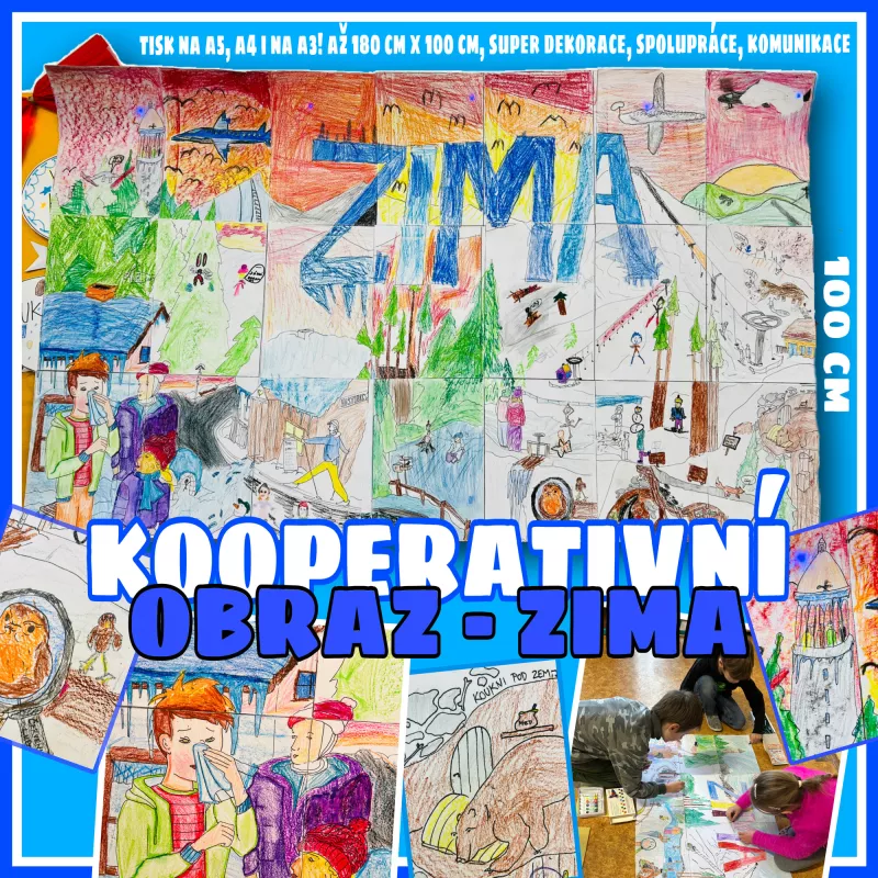 Kooperativní obraz s tématiku zima. Mišákova třída