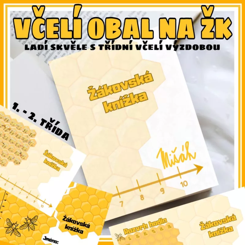 Obaly na ŽK s motivem včel. Mišákova třída