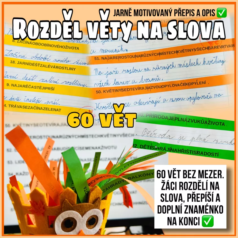 Oprava popletených vět s tematikou jara. Mišákova třída