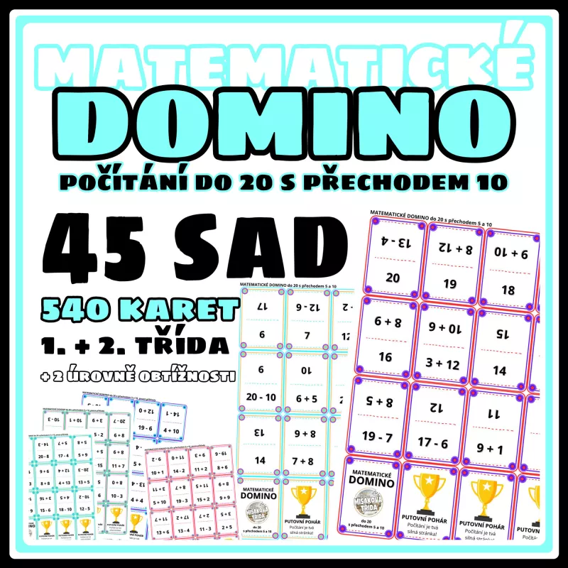Počítaní do 20, bez přechodu 10 formou domina. Mišákova třída