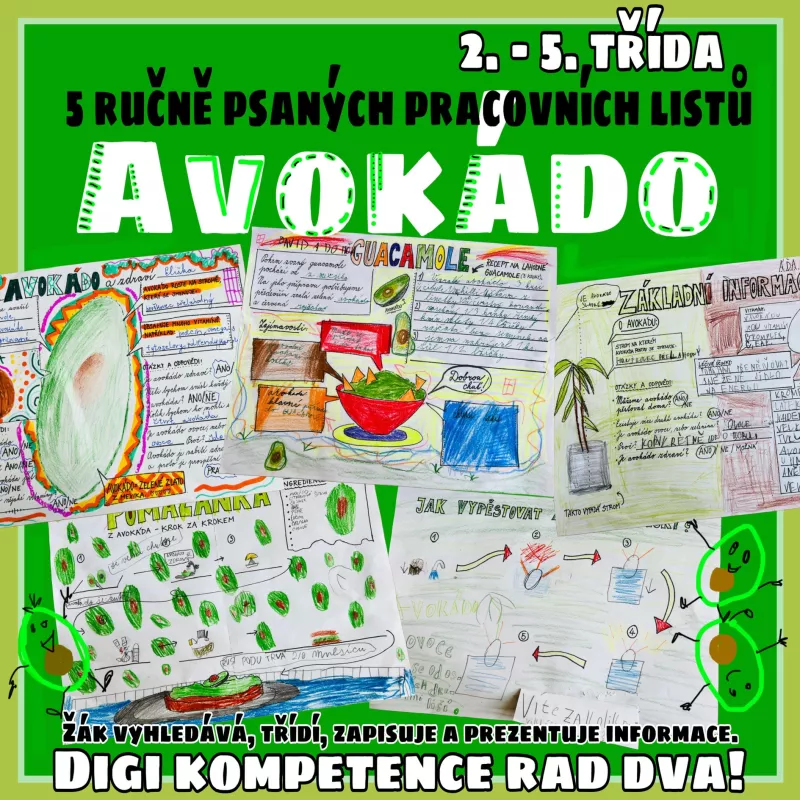 Pracovní a zábavné listy pro žáky s tématem avokáda. Mišákova třída