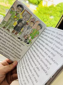 Pracovní cvičení na čtení a následně vybarvování dle textu. Mišákova třída