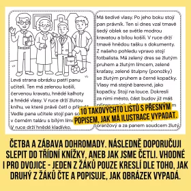 Pracovní cvičení na čtení a následně vybarvování dle textu. Mišákova třída