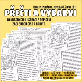 Pracovní cvičení na čtení a následně vybarvování dle textu.