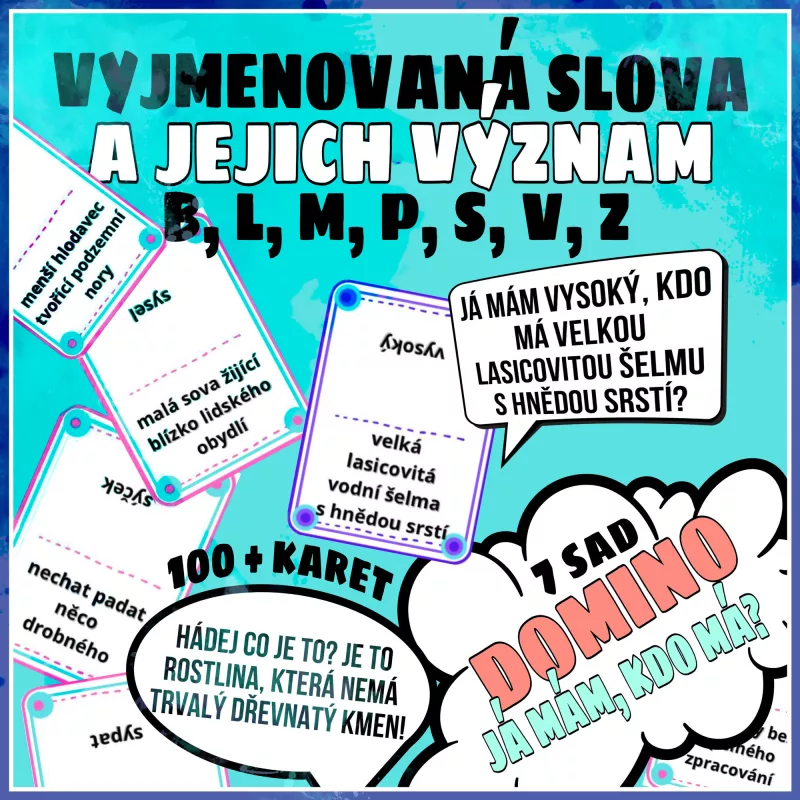 Zábavná a vzdělávací hra na vyjmenovaná slova a jejich význam formou domina. Mišákova třída