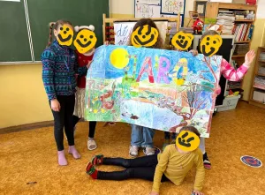 Kooperativní obraz s tématikou jara. Mišákova třída