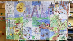 Kooperativní obraz s tématikou jara. Mišákova třída