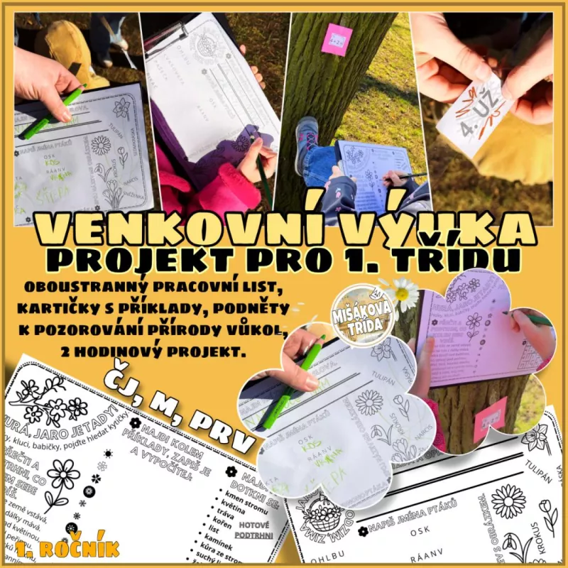 „Přišlo jaro“ – venkovní výuka, ČJ, M, PRV Mišákova třída
